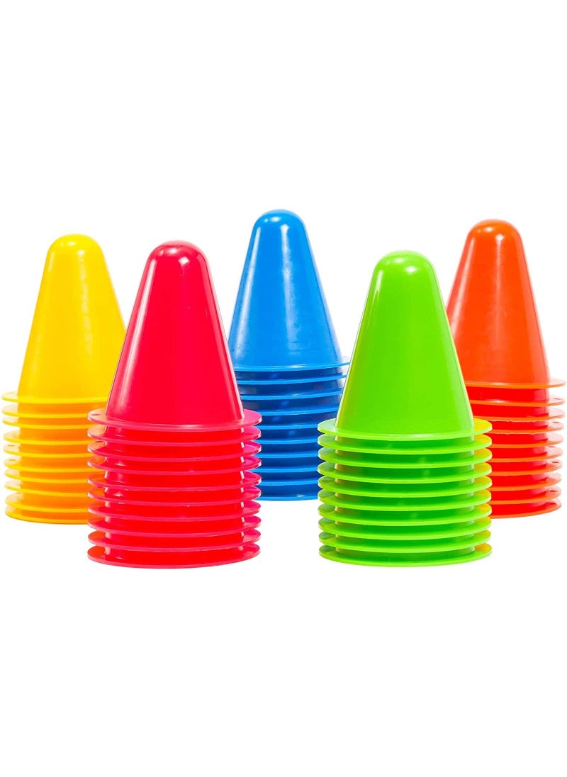 Juvale Juvale 50 Pack Mini Cones for Classroom Small Sports Markers for Soccer Playground Assorted Colors 3 in 