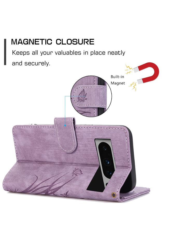 Green Tiger Case For Google Pixel 8 Pro Orchid Butterfly Embossed Leather Phone Case - Image 5