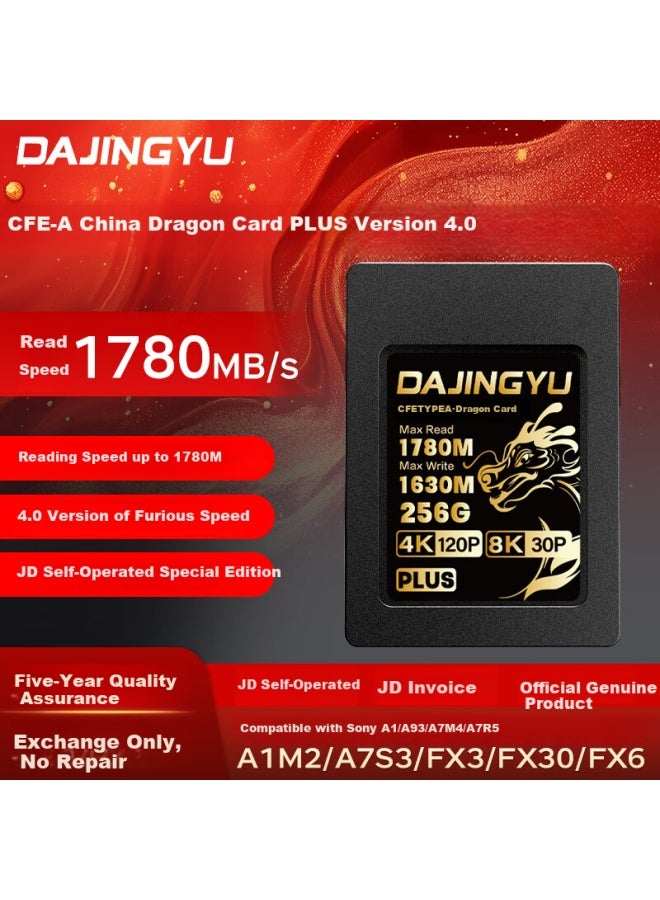DAJINGYU بطاقة ذاكرة داجينغيو الحوت الكبير Cfa نوع Cfexpress A لكاميرات سوني A1 A7 Fx3 Fx6 A93 Cfe-a بطاقة دراجون بلس - 256 جيجابايت - Image 1