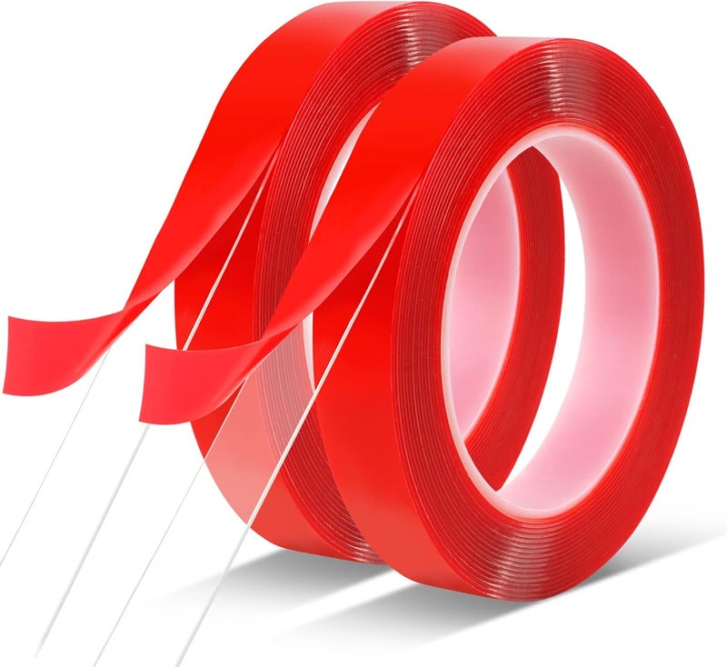 شريط لاصق مزدوج الجانبين 2 عبوة قوي ومتين - 3/4 بوصة × 10 أقدام، شفاف من الأكريليك، لاصق قوي ومقاوم للماء وقابل للإزالة - Image 1