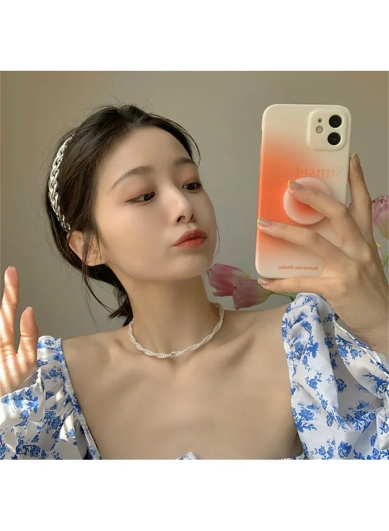 Huitich Elegant Twisted Faux Pearl Choker Necklace - Image 2