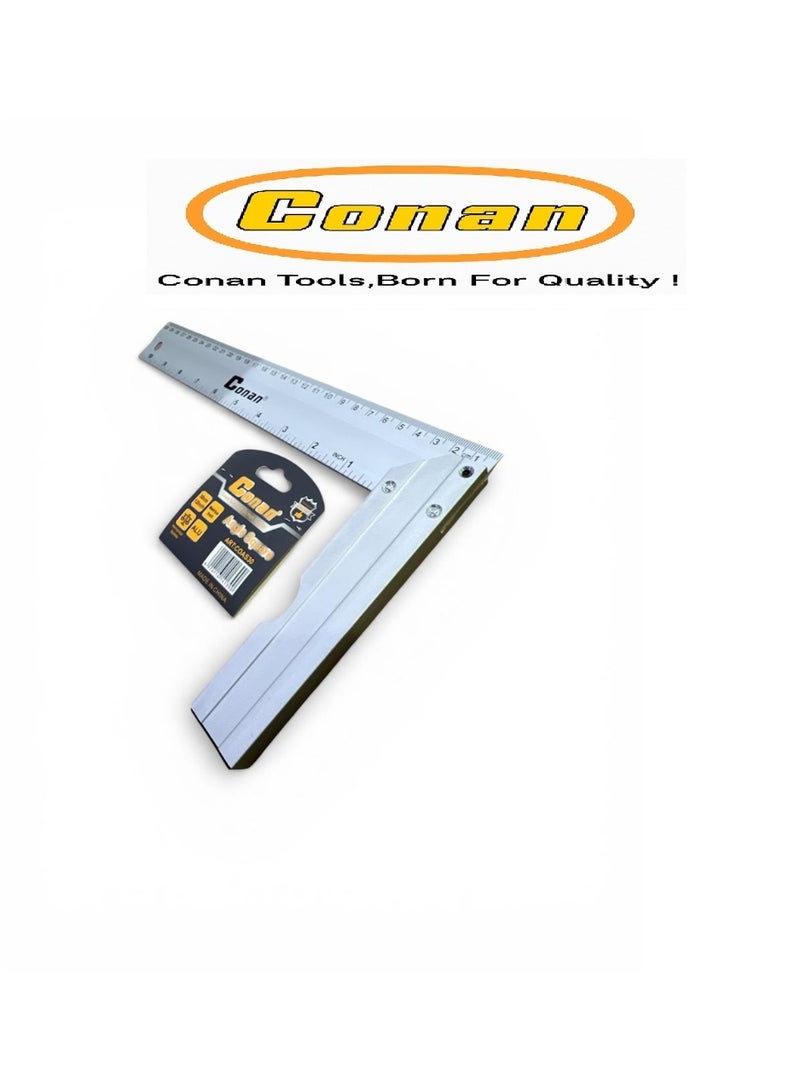 كونان مسطرة قياس وزاوية 90 درجة ألمنيوم احترافية بطول 30 سم / 12 إنش مع ميزان ماء – CONAN موديل COAS30 لقياس الزوايا والبناء والنجارة والحدادة والطلاب والمعاهد والجامعات والأعمال الهندسية - Image 2