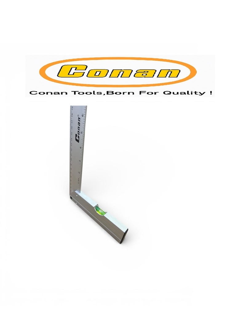 كونان مسطرة قياس وزاوية 90 درجة ألمنيوم احترافية بطول 30 سم / 12 إنش مع ميزان ماء – CONAN موديل COAS30 لقياس الزوايا والبناء والنجارة والحدادة والطلاب والمعاهد والجامعات والأعمال الهندسية - Image 3