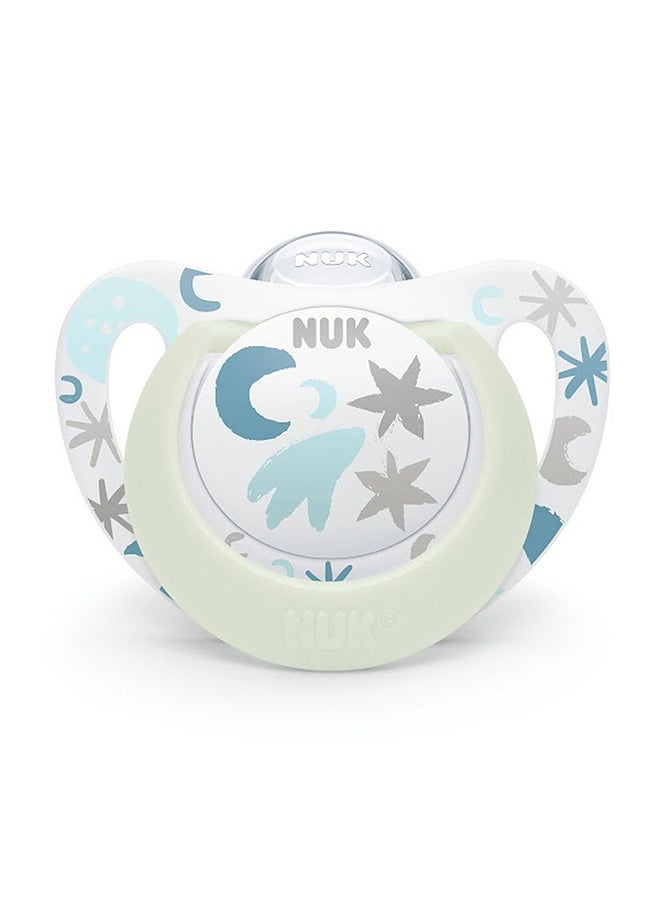 NUK - Pack Of 2 Baby Star Day And Night Silicone Soother, 0 - 6 Months, Assorted - Image 1