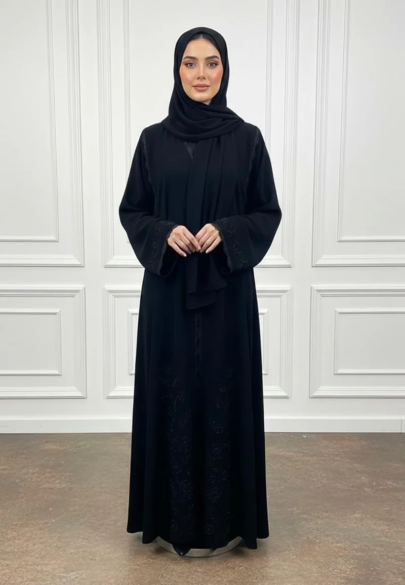 نخبة Braided Accent Abaya|Crepe Fabric-937