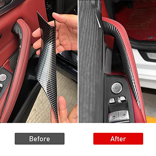 Jaronx Compatible with BMW 5 Series G30 G31 Door Handle Covers 2017-2022, Carbon Fiber Pattern Interior Door Pull Handle Covers Compatible with BMW 5 G30/G31 518d,520d,520i,525d,530d,530e,530i,540i - Image 2