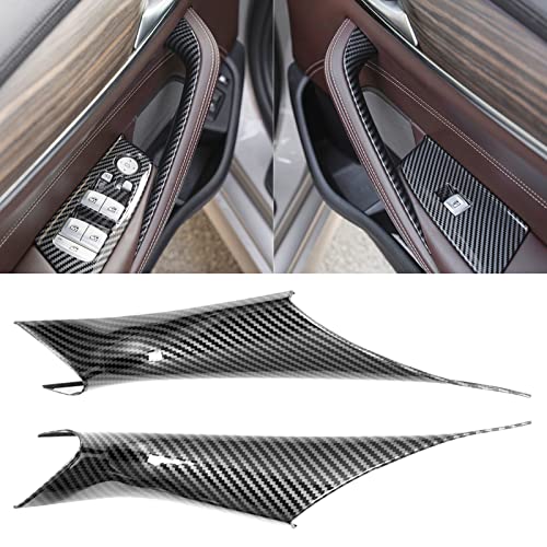 Jaronx Compatible with BMW 5 Series G30 G31 Door Handle Covers 2017-2022, Carbon Fiber Pattern Interior Door Pull Handle Covers Compatible with BMW 5 G30/G31 518d,520d,520i,525d,530d,530e,530i,540i - Image 1