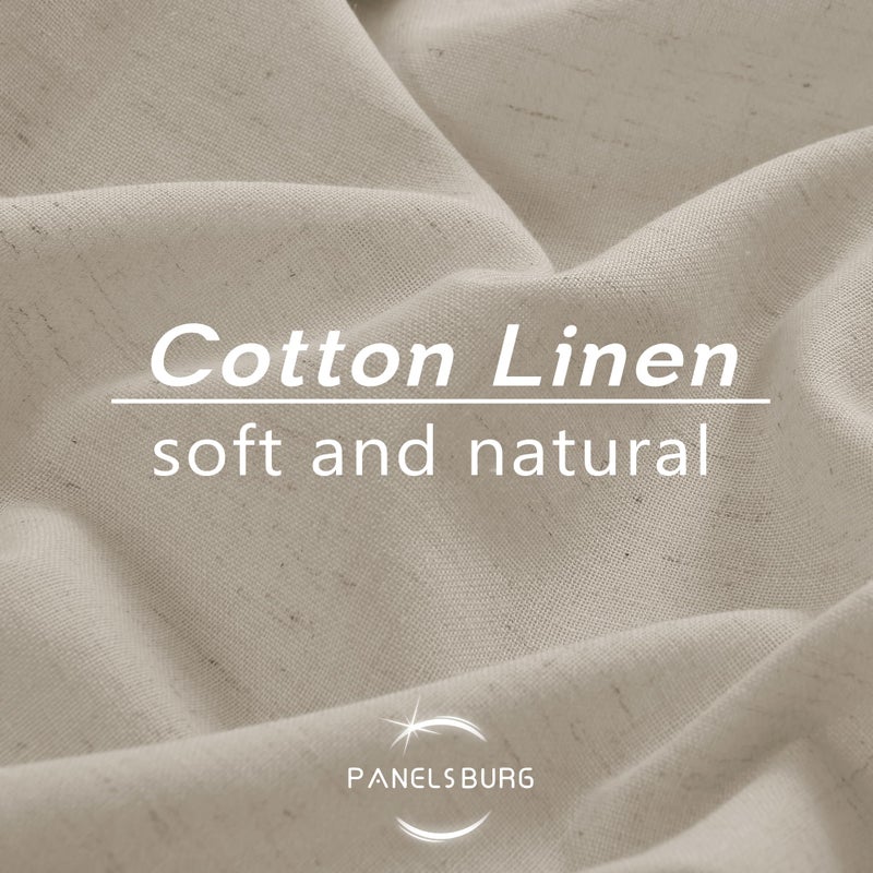 PANELSBURG Beige Linen Curtains 90 Inches Long for Living Room Light Filtering Back Tab Pleated Farmhouse Boho Semi Sheer Oatmeal Earthy Curtains 90 Inch Length for Bedroom Dining Room(50 Wx90 L Greige) - Image 3