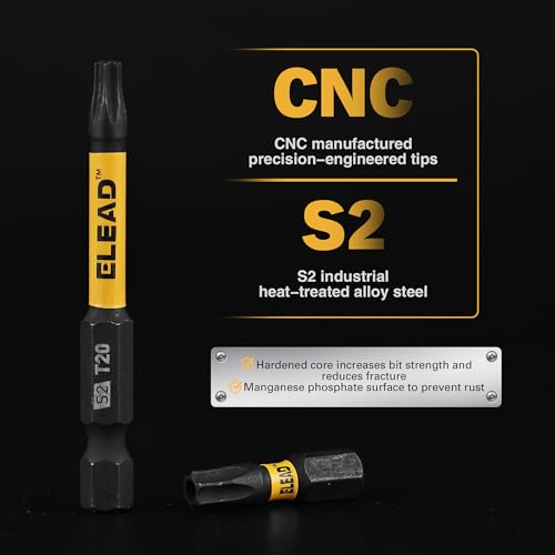 ELEAD مجموعة مفكات توركس مقاومة للتلاعب: 25 قطعة T5-T40 مجموعة مفكات أمان توركس | مفكات نجمة عزم الدوران مع حامل بت مغناطيسي بطول 2.5 بوصة وصندوق تخزين | فولاذ S2 - Image 5