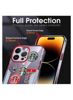 ستاربكس جراب من البولي يوريثان الحراري الشفاف مع ملصقات لهاتف Apple iPhone 14 Pro أحمر  - Image 3