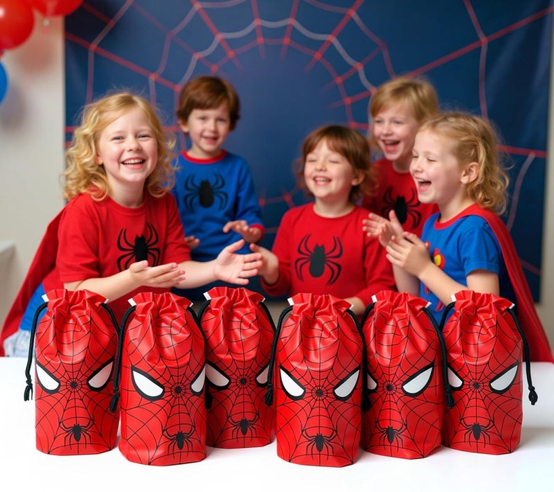 plplaaoo 30 Pcs 7 x 10Inch Spider Themed Gift Bags Spider Themed Treat Goodie Bags for Birthday Party Supplies Video Game Party Candy Bag - Image 2