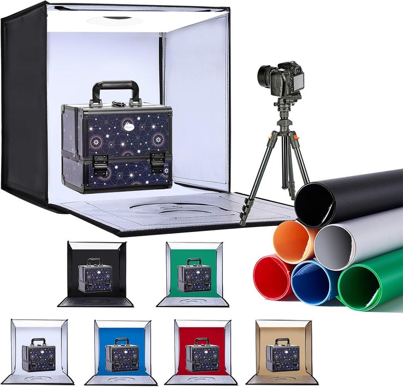 ZKEEZM Light Box Photography 24"x24" with 120LED Lights and 6 Color Backdrops Photo Box with Lights, Foldable Light Box with Adjustable Brightness, 6000-6500K Dimmable Portable Picture Box Shooting - Image 1