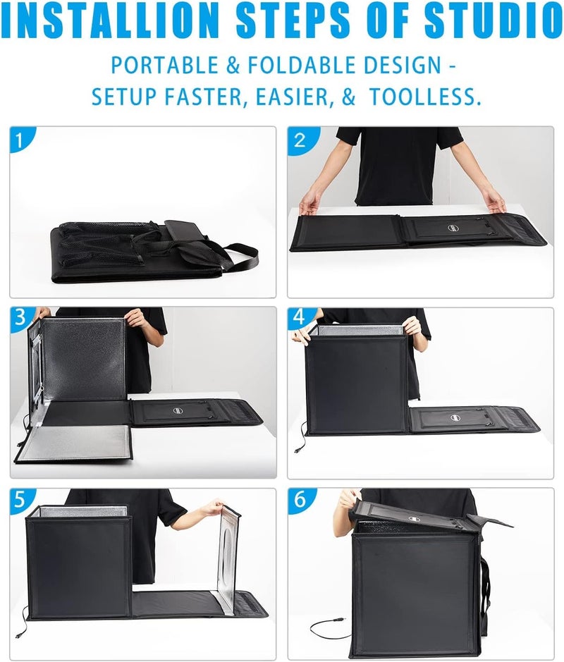 ZKEEZM Light Box Photography 24"x24" with 120LED Lights and 6 Color Backdrops Photo Box with Lights, Foldable Light Box with Adjustable Brightness, 6000-6500K Dimmable Portable Picture Box Shooting - Image 5