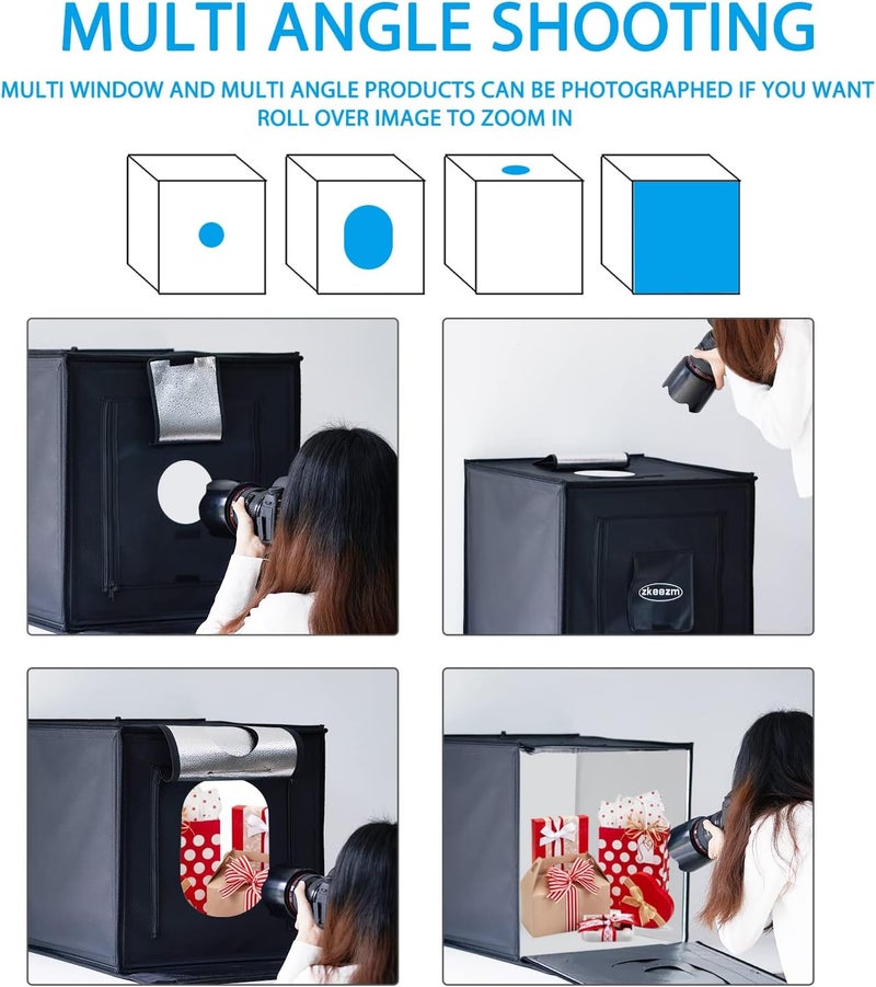 ZKEEZM Light Box Photography 24"x24" with 120LED Lights and 6 Color Backdrops Photo Box with Lights, Foldable Light Box with Adjustable Brightness, 6000-6500K Dimmable Portable Picture Box Shooting - Image 4