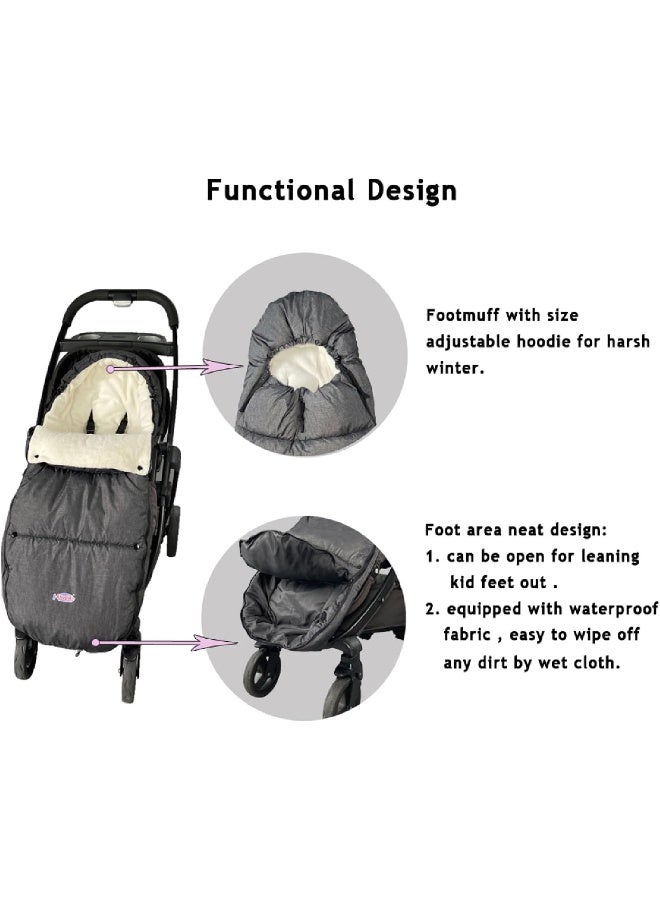 funlife Universal Stroller Footmuff, Waterproof Bunting Bag, Multi-use as Stroller Blanket footmuff Beige - Image 4