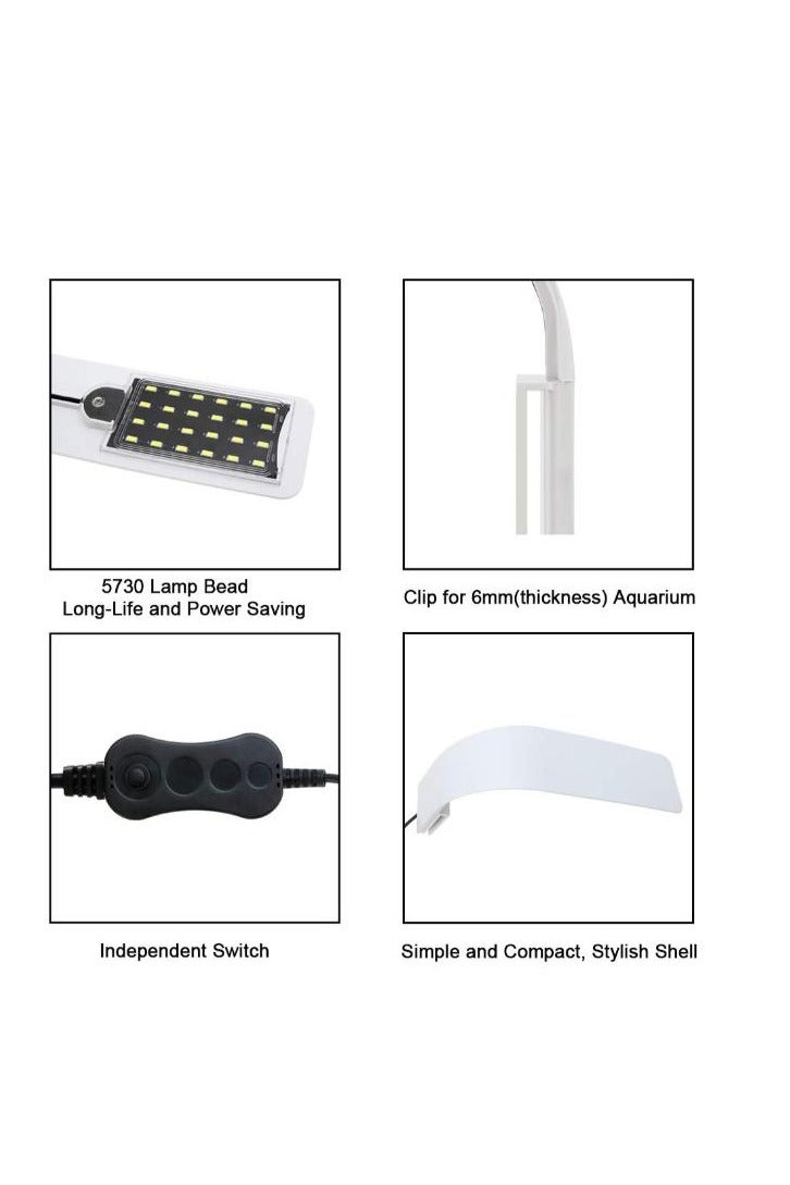 X5 24 LED Aquarium Light 10W Clip-on Lamp Aquatic Plant Lighting for 25 - 40 cm Fish Tank - Black - Image 4