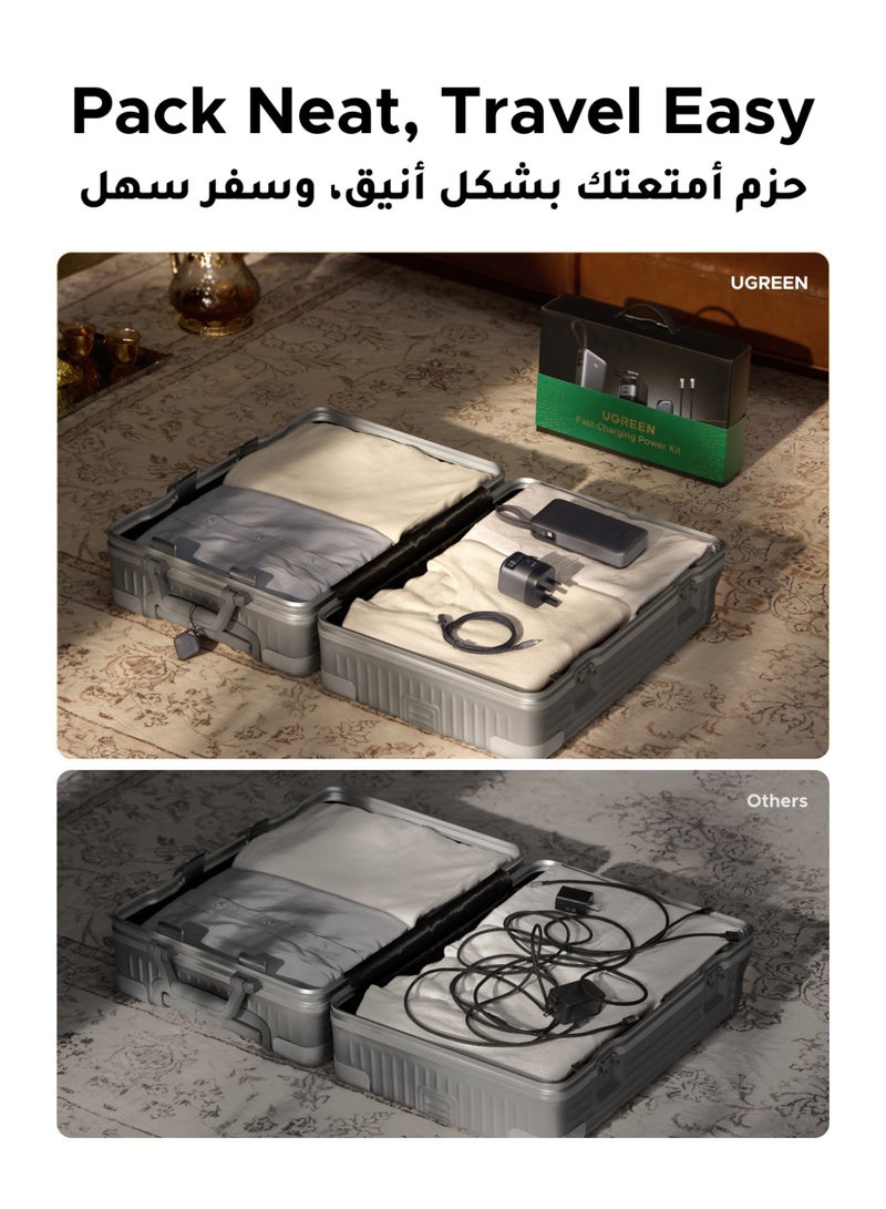 Ugreen Fast-Charging Power Kit Gift with Charger 45W Retractable Cable 69cm, Power Bank 20000mAh 45W Built-in Type C Cable, 2-pack USB C Cable, Smart Tag IOS only, Gift Set Birthday Gifts for Travel, Men - Image 5