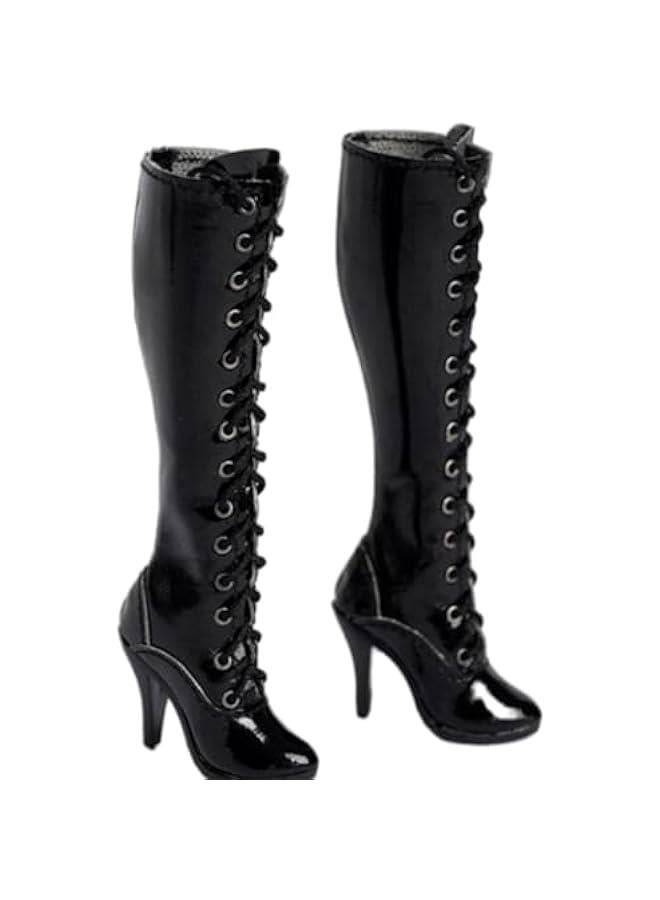 1/6 Female Soldier TCT-037 Round Head Thick Heel Black High Boots BJD OB Doll Shoes Hand-made Model  - Image 1