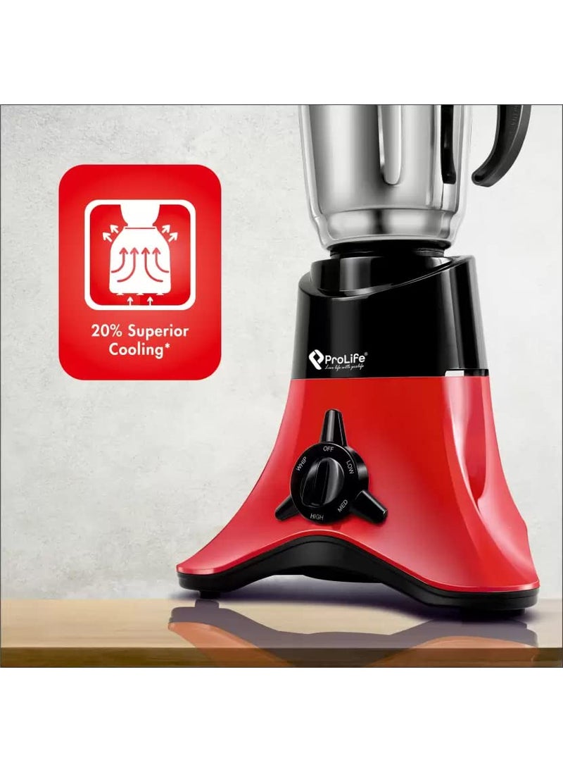 Prolife Prolife Vitara D-Max with MixPro Technology 800 W Mixer Grinder (3 Jars, Red, Black)  - Image 3