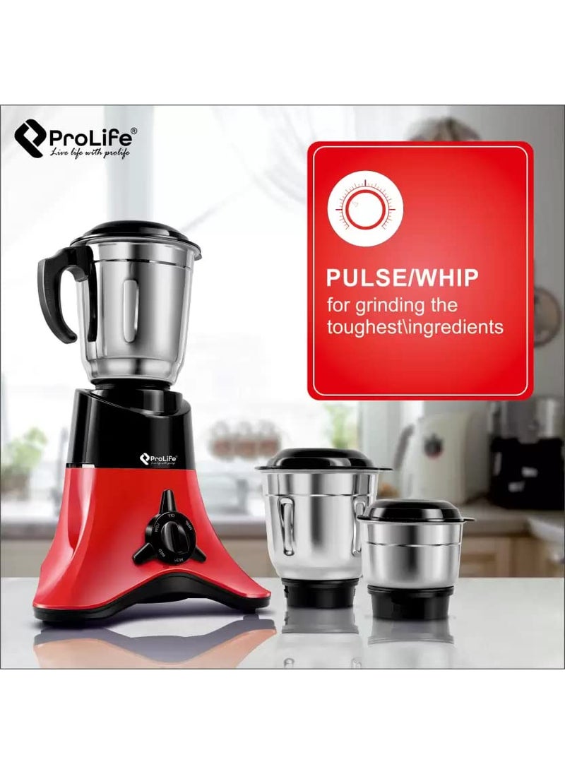 Prolife Prolife Vitara D-Max with MixPro Technology 800 W Mixer Grinder (3 Jars, Red, Black)  - Image 5