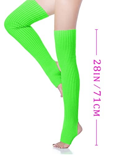 v28 Long Leg Warmer Women’s Men 80s Party Ribbed Knit Dance Sports (71 Green) - Image 4