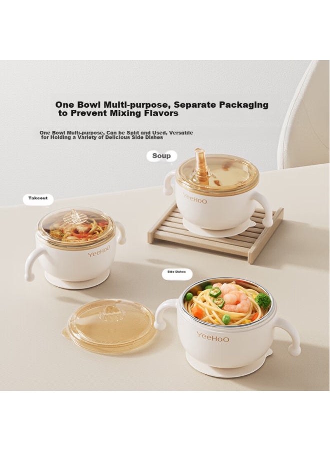 Yeehoo Baby Food Bowl With Straw For Soup, Rice Paste, Newborn Water Feeding, Stainless Steel Feeding Bowl For Young Infants - Image 4