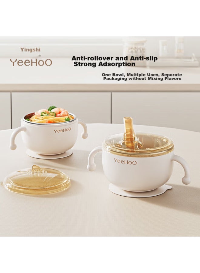 Yeehoo Baby Food Bowl With Straw For Soup, Rice Paste, Newborn Water Feeding, Stainless Steel Feeding Bowl For Young Infants - Image 2