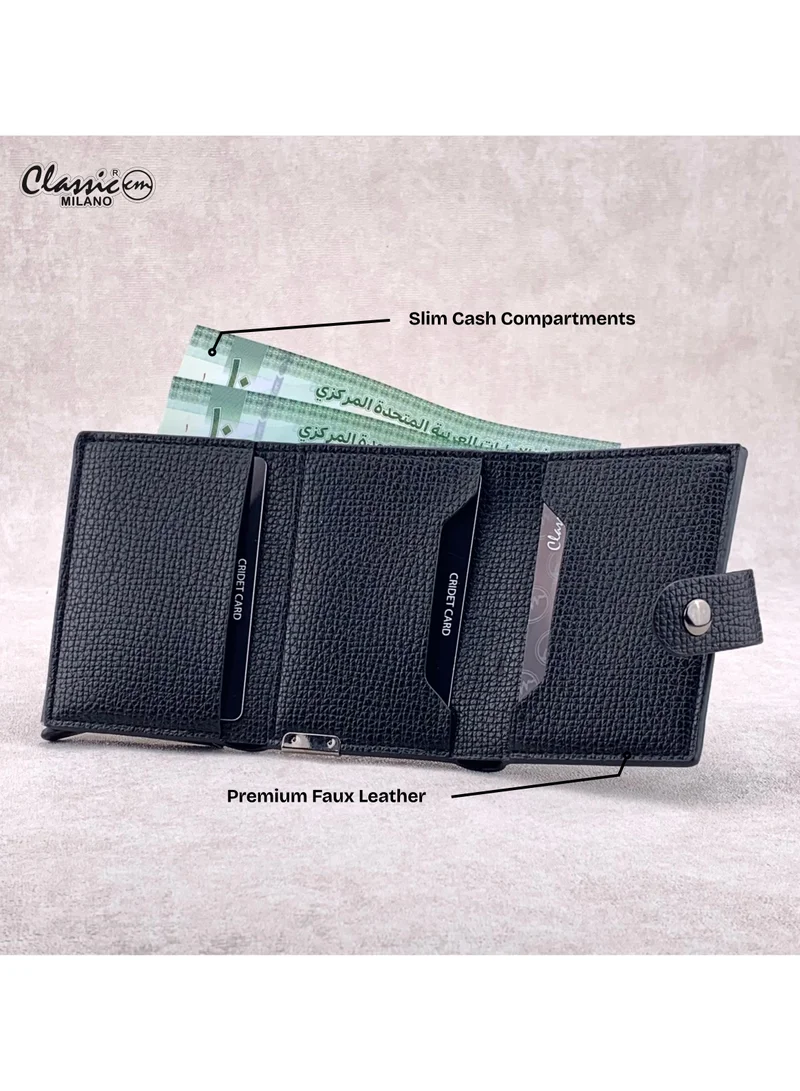 Classic Milano Black (K1808-1370#) Classic Milano RFID Blocking Faux Leather Wallet for Men and Women | Card Holder Wallet Pop-up, Credit Card Holder for Men | Wallet for Men & Women’s Card Wallet for Men | Best Price UAE