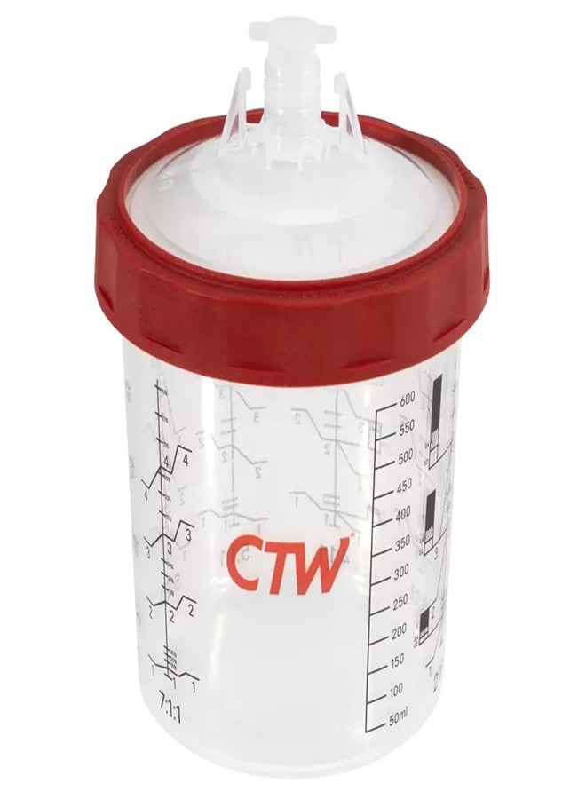 سي تي دبليو نظام طلاء CTW International CS-650، سعة 650 مل، فلتر 190 ميكرون، يتضمن 50 بطانة، 50 غطاء، 20 سدادة، كوب صلب واحد، طوق واحد، 22 أونصة، مواد خالية من السيليكون، تصميم فعال من أربع قطع - Image 2