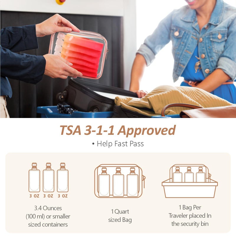 PACKISM Travel Pouches for Toiletries - 12 Pack Leak Proof 3oz TSA Approved Travel Size Containers, Stand Up, Slim & Lightweight Design, Take up Less Space, Pack More Liquids - Image 2