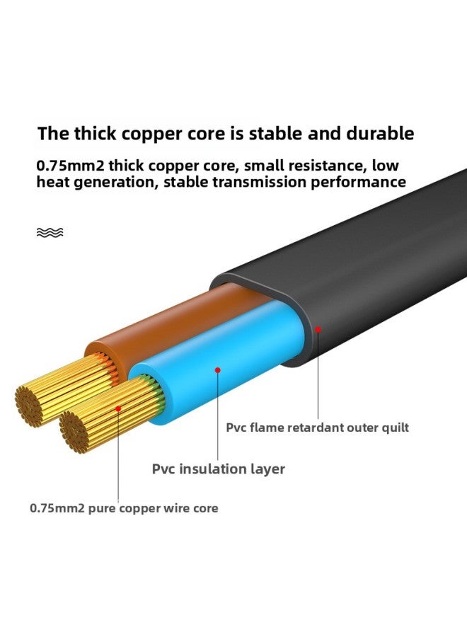 National Standard Double-hole Eight-tail Power Cord 3C Certification 2-Core Audio Printer Cable Dongguan Manufacturers Can Send On Behalf-Color:White 8 M - Image 4