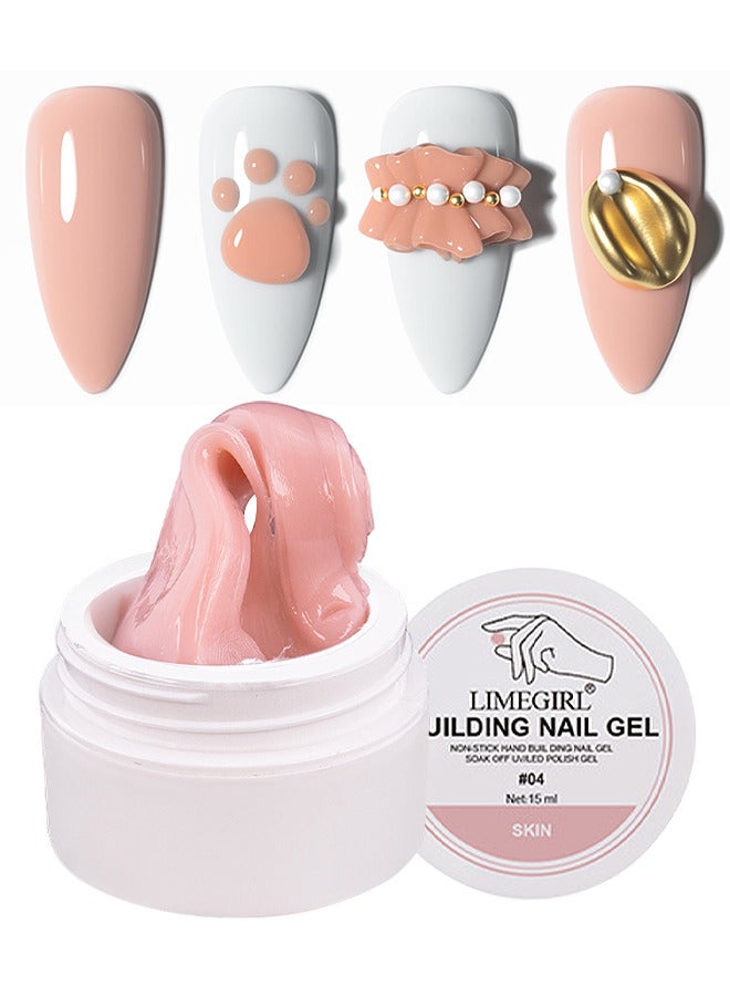 LIMEGIRL Solid Sculpture Builder Gel For Nails, Nail Sculpting Gel, Non-Sticky Hand Solid Builder Gel, Upgrade Hard Nail Extension Gel, 3D Sculpting Gel For Nail Art Design Salon Nail Art (Skin Color)  - Image 1