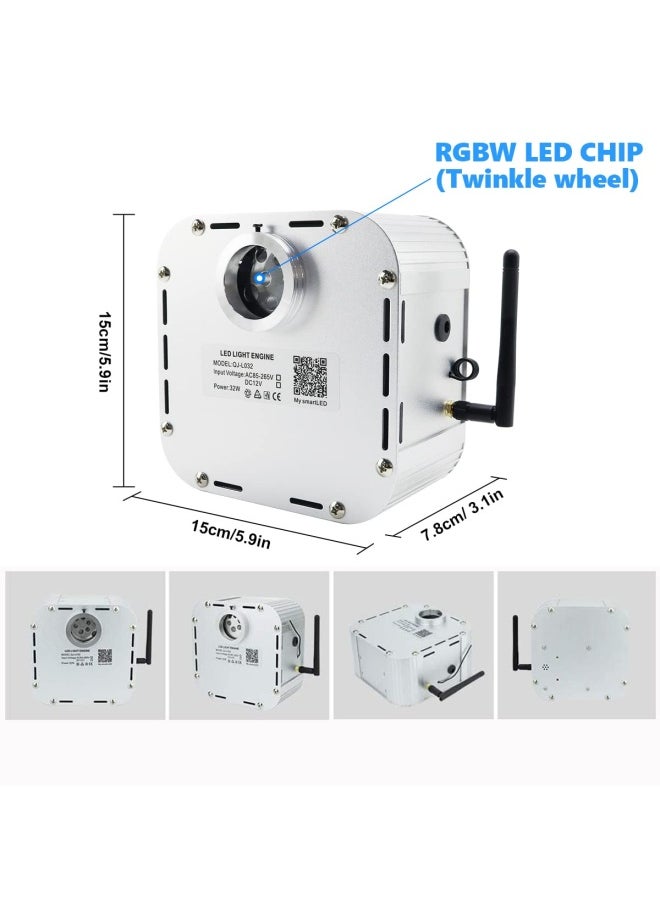 Amki - 32W Bluetooth Controlled Fiber Optic Light Star Ceiling Kit LED RGBW le Engine Driver with RF 28 Key Remote Control Crystal Cables 1000pcs0.03in16.4ft - Image 1