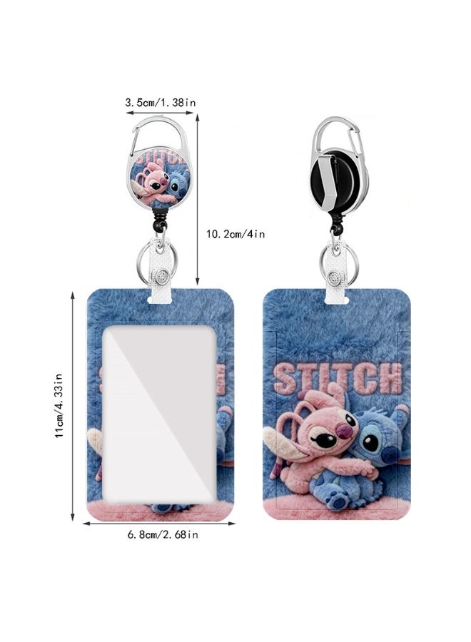 Disney 2D 2in1 Disney Adorable Stitch & Angel Hugging Cartoon Design-ID card holder, women's ID card lanyard, teacher ID card lanyard, retractable keychain badge, gifts for teacher and nurse studios - Image 2