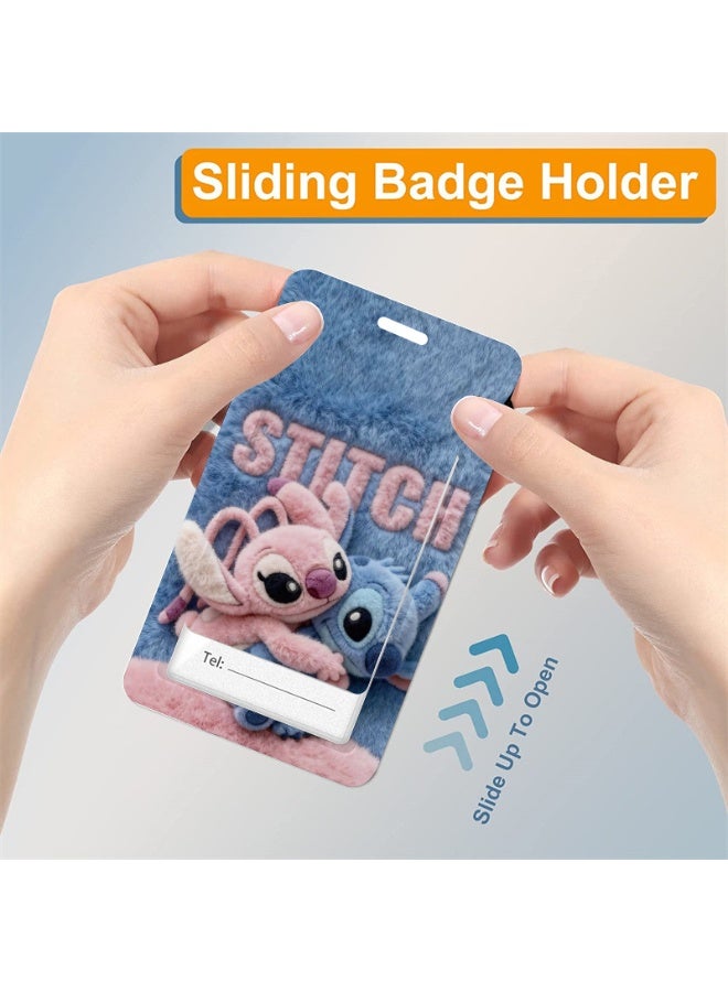 Disney 2D 2in1 Disney Adorable Stitch & Angel Hugging Cartoon Design-ID card holder, women's ID card lanyard, teacher ID card lanyard, retractable keychain badge, gifts for teacher and nurse studios - Image 4