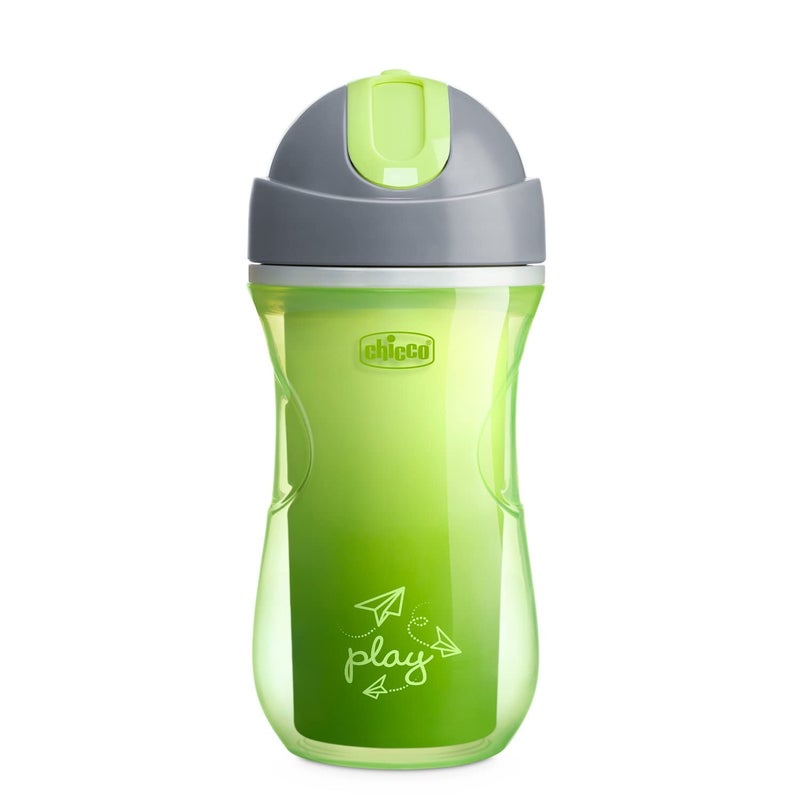 Chicco Sport Sipper Straw Cup for Kids, 266ml | Insulated bottle with Flexible Straw| Light weight | Green | 14 months to 2 years - Image 1