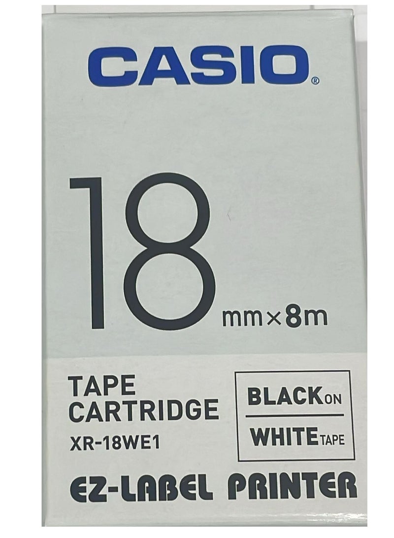Casio Tape Cartridge black on white tape XR-18WE1