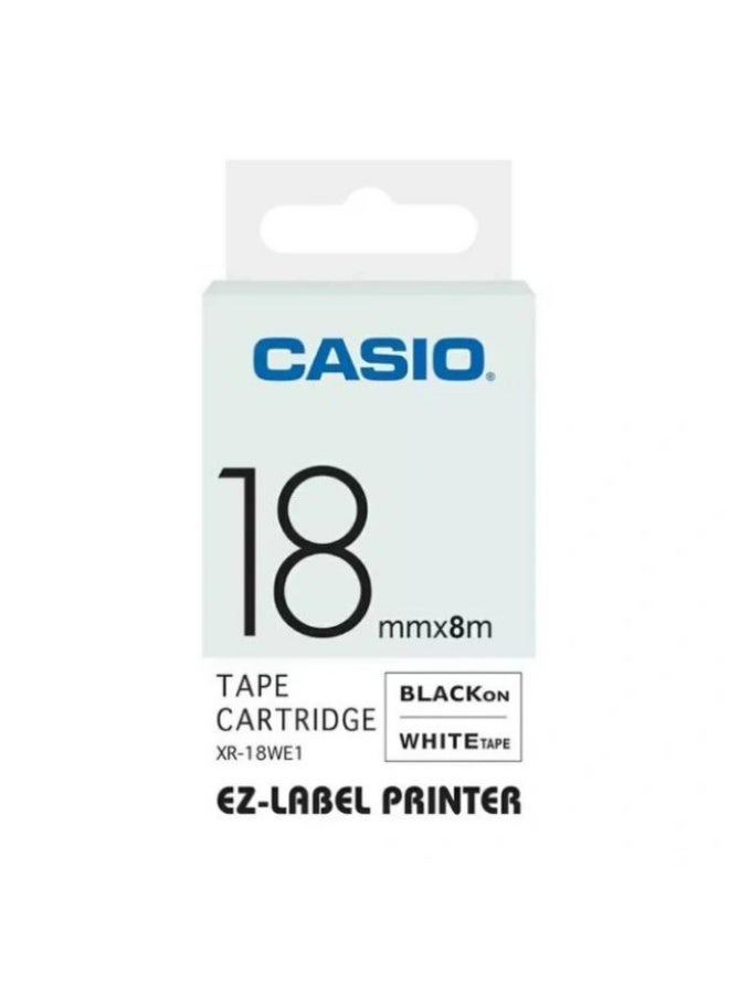 Casio Tape Cartridge black on white tape XR-18WE1 - Image 1
