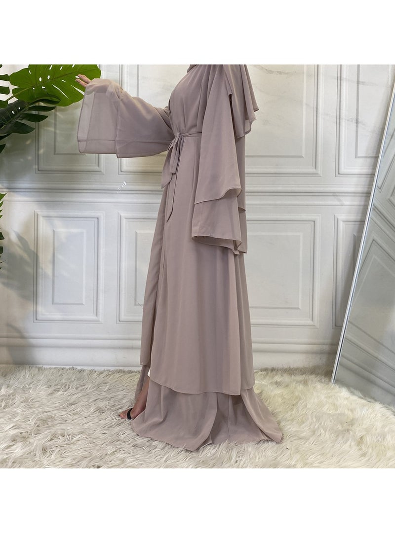 إسكدنيا عباية نسائية فستان مسلم مريح صلب فضفاض كارديجان طويل حجاب متين ومسامي رداء مفتوح الأمام كفتان ماكسي للفتيات المراهقات  - Image 4