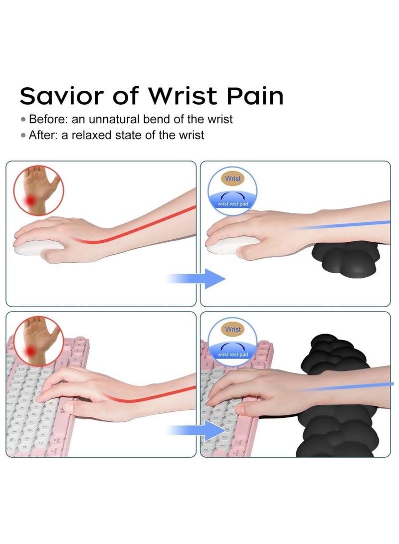 3 in 1 Keyboard Wrist Rest Set, Cloud Wrist Rest Pad, Mouse Wrist Rest Pad, Non-Slip Wrist Support for Home Office Laptop Mac Gaming(Black)  - Image 2