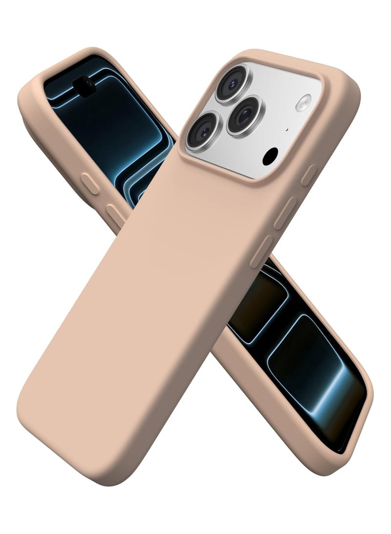 أكاليكس جراب سيليكون متوافق مع iPhone 17 Pro Max، جراب هاتف سيليكون سائل رفيع مع مصد مطاطي ناعم مقاوم للصدمات مكون من 3 طبقات مع بطانة من مادة TPU (رملي) - Image 1