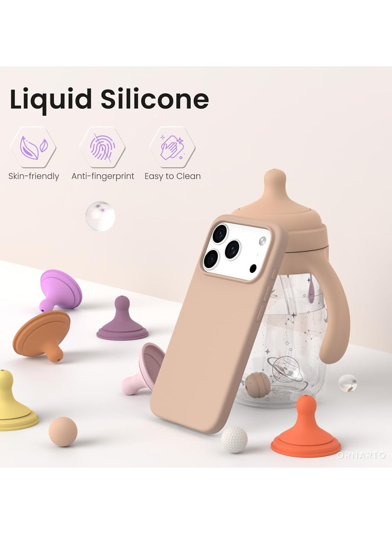 أكاليكس جراب سيليكون متوافق مع iPhone 17 Pro Max، جراب هاتف سيليكون سائل رفيع مع مصد مطاطي ناعم مقاوم للصدمات مكون من 3 طبقات مع بطانة من مادة TPU (رملي) - Image 2