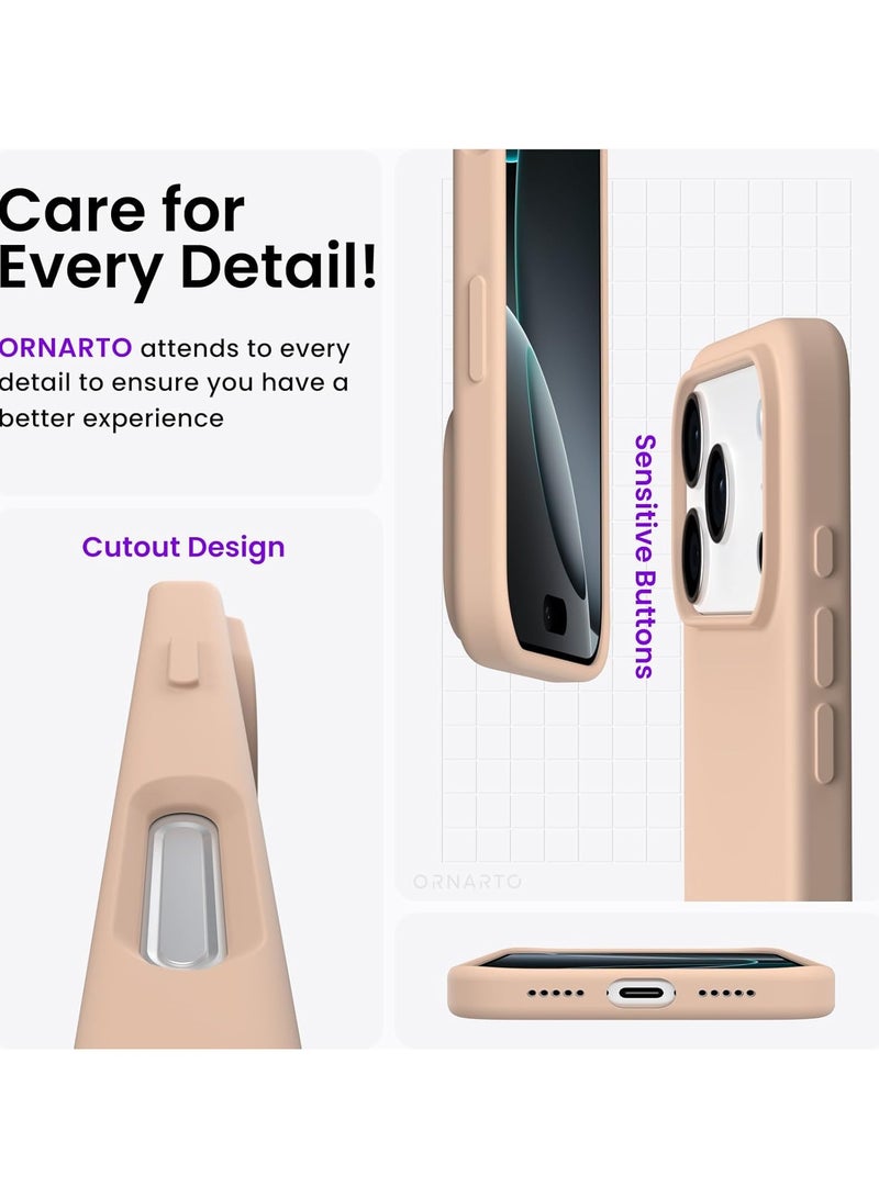 أكاليكس جراب سيليكون متوافق مع iPhone 17 Pro Max، جراب هاتف سيليكون سائل رفيع مع مصد مطاطي ناعم مقاوم للصدمات مكون من 3 طبقات مع بطانة من مادة TPU (رملي) - Image 3