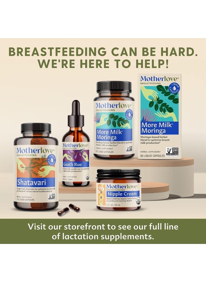 Motherlove - Goat’s Rue, Potent Herbal Breastfeeding Supplement, Supports Mammary Tissue Growth and Breast Milk Supply, Alcohol-Free Vegan Liquid Capsules with Organic Herb, 60 ct.