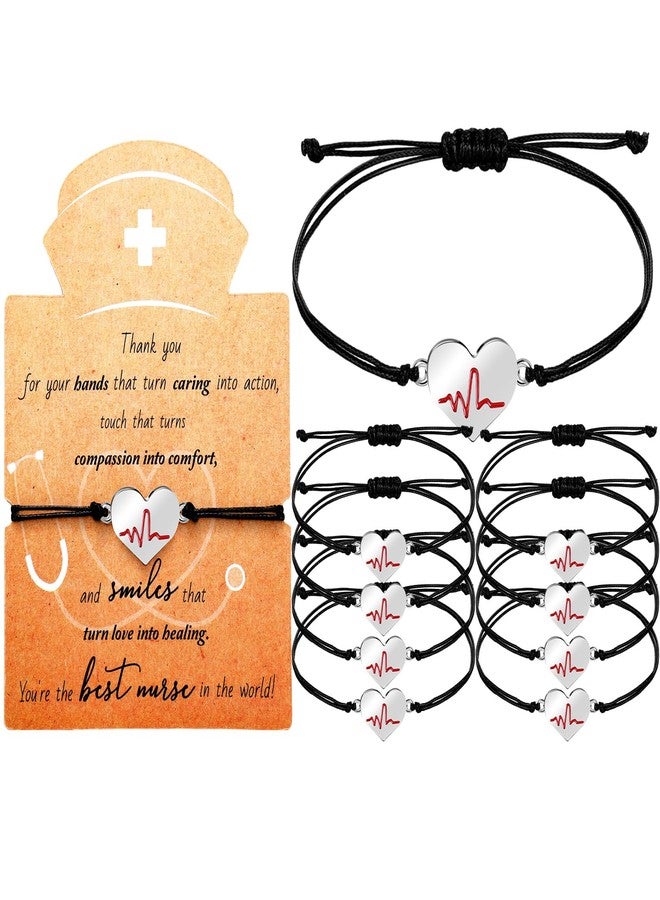 Woanger 50 Sets Nurse gifts Bracelet bulk Heart Stethoscope Appreciation Gifts with Blessing Card for Birthday Nurse Day Graduation(Stylish) - Image 1