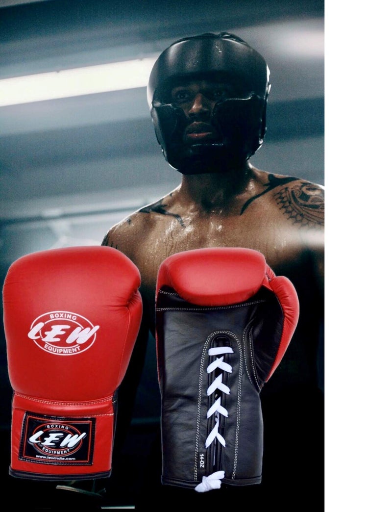 LEW Professional Genuine Leather Lace Up 16 OZ Fight/Training/Contest Boxing Gloves - Image 3