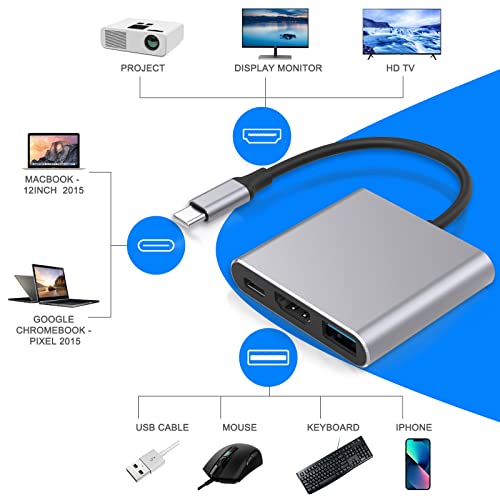 Battony Multiport AV Adapter with 4K HDTV Output USB 3.0 Port & USB-C Fasting Charging Port Compatible for MacBook Pro M1/16-20 Air M1/18-20 Ipad pro iMac and Other usbc Devices - Image 4