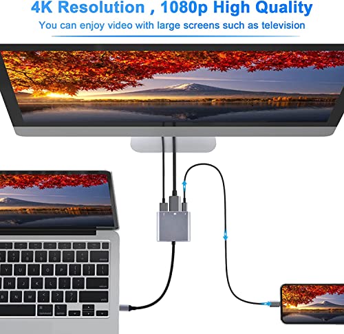 Battony Multiport AV Adapter with 4K HDTV Output USB 3.0 Port & USB-C Fasting Charging Port Compatible for MacBook Pro M1/16-20 Air M1/18-20 Ipad pro iMac and Other usbc Devices - Image 2