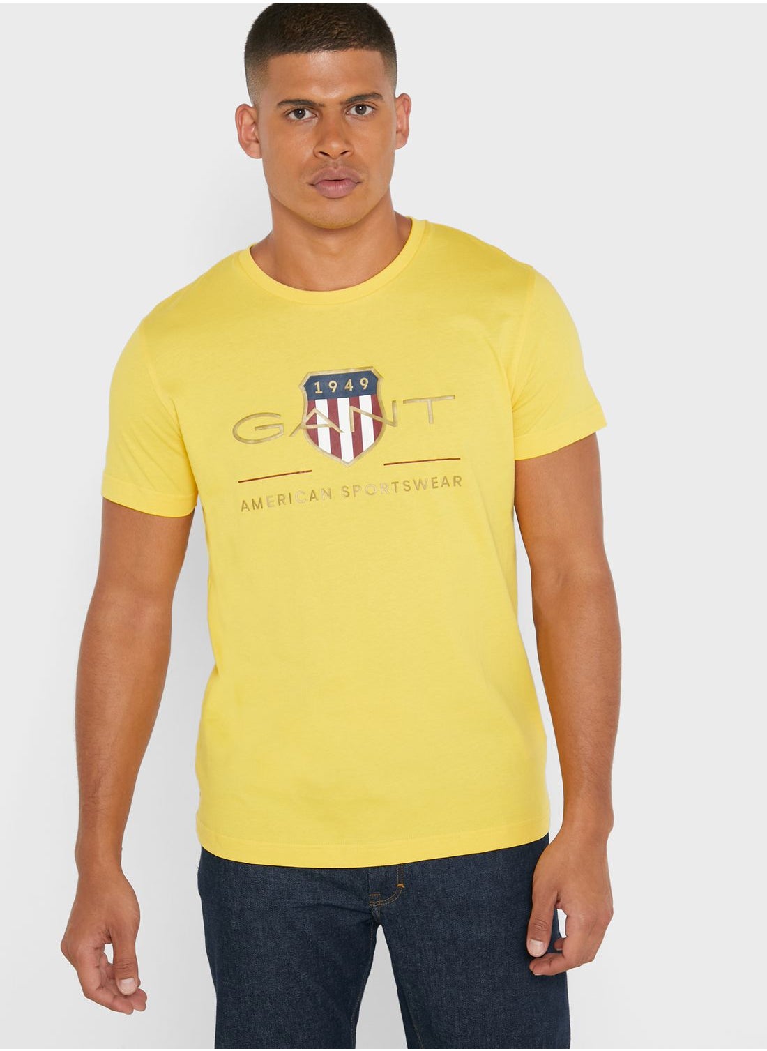 Buy GANT Yellow Logo Shield Crew Neck T-Shirt for Men in Bahrain