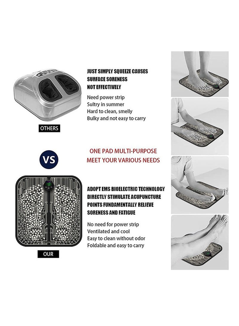 جهاز تدليك للقدم يعمل على إعادة تشكيل الساق ، جهاز تدليك كهربائي أوتوماتيكي كامل ، دوران القدم 6 أوضاع ، 19 مستوى كثافة محمول محفز للعضلات ، يخفف الآلام - Image 2